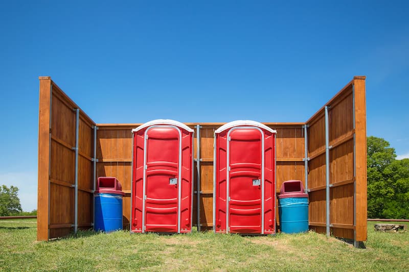 Short-term porta potty units staged for delivery in Livermore, California